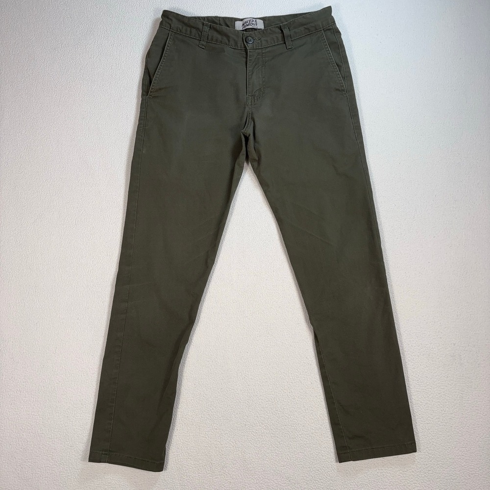 Naked Famous‎ Stretch Twill Slim Chino Pants Men 28 (fits 29x26) Khaki Green